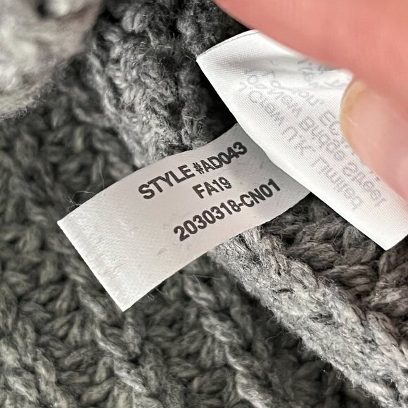 Madewell Mock Neck Side-Button Pull Over Sweater Chunky Knit Wool Blend Gray M - Picture 11 of 11